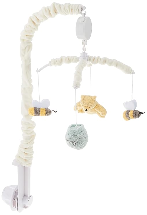 Disney Winnie The Pooh Classic Pooh Ivory, Sage, Butter Musical Mobile with Hunny Pot and Bees, Ivory, Sage, Butter, Brown