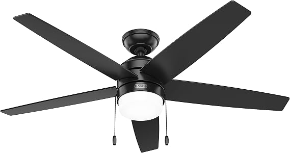 Hunter Bardot, Indoor, Ceiling Fan, Modern, 5 Blades, 52 inch, Matte Black