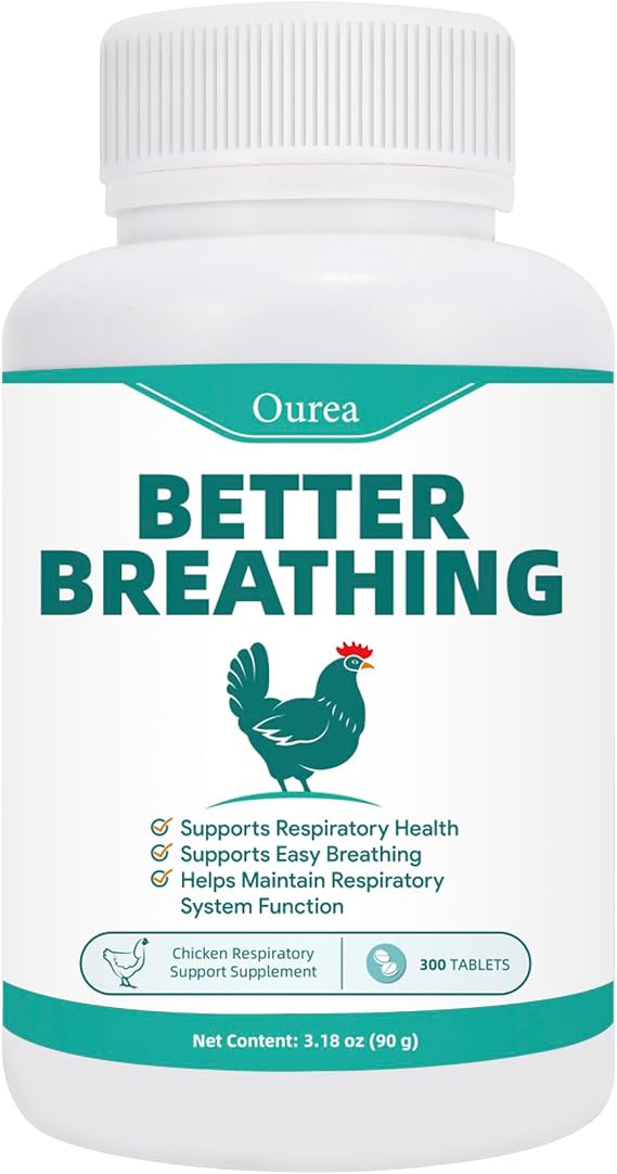 Chicken Breathing Supplement, Poultry Respiratory Aid Pills for All Breeds & Ages of Chickens - Support Wheezing, Coughing, Rapid Breathing, Lung Health - Gentle, Natural Formula - 300 Tablets