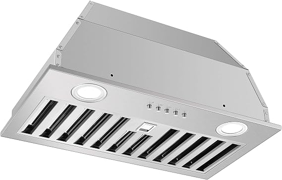 JOEAONZ Range Hood Insert 20 Inch 600 CFM Stainless Steel, Ducted/Ductless Convertible Ultra-Quiet Built-in Kitchen Exhaust Hood with Dishwasher-Safe Filter, 3-Speed & Dual LEDs Efficient Lighting