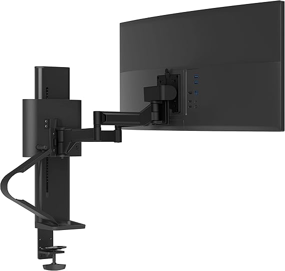 Ergotron TraceTM Single Monitor Arm, VESA Desk Mount for Monitors Up to 38 Inches, 6.5 to 21.5 lbs Matte Black