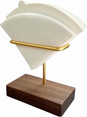 Walnut Wood Coffee Filter Holder, Cone Coffee Filter Paper Stand, Coffee Paper Storage Container for Counter, Compatible with Size #01 and #02 V60 Coffee Filters