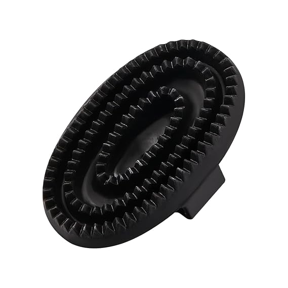 Rubber Curry Comb with Handle, Grooming Brush for Dogs, Cats & Horses | Horse Grooming Brush & Shampoo Brush for Dogs, Cats & Horses, Pet Bathing & Shower Supplies