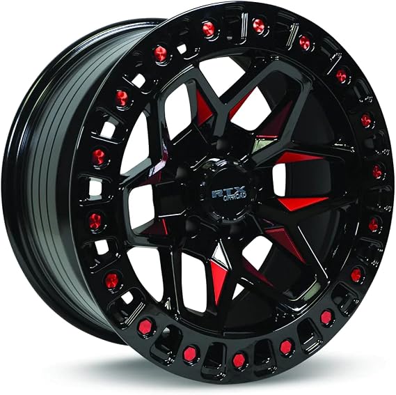 Alloy Wheel, Zion 18x9 5x127 ET-15 CB71.5 Gloss Black Milled Red