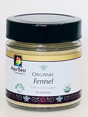 AyurBest Organics Fennel Powder, 100% USDA Organic, Kosher, Ayurvedic Herbs & Spices 3.0 oz Jar