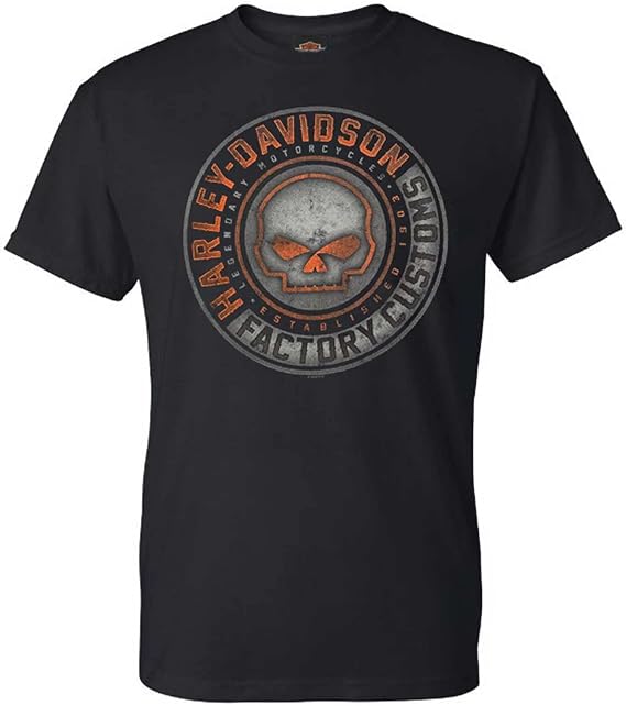 Harley-Davidson Men's Halo Willie G Skull Crew-Neck Short Sleeve T-Shirt - Black
