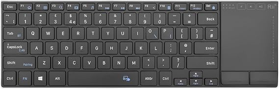 Rii Wireless Keyboard with Trackpad,Dual Mode Bluetooth &Wireless Keyboard with Touchpad,Metal Board for PC,Laptop, Tablet,Windows,Androids (BT+2.4G)