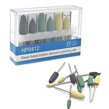 Silicone Composite Polishing Kit, 12Pcs Resin Base Hidden Denture Polishing Burs Kit 2.35mm (1)