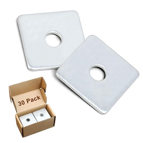 Square Washers, 30 Pack Fits 3/8" Bolts, 1-5/8" 1-5/8" | Galvanized Washers
