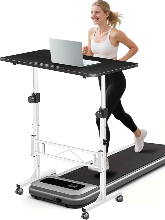 RayLove Small Standing Desk Adjustable Height, Mobile Stand Up Desk with Wheels, 32 Inch Portable Laptop Desks, Standing Table for Home Office Desks