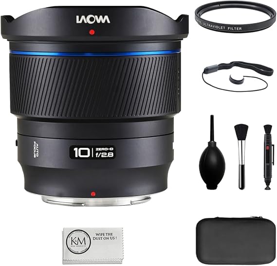Laowa 10mm f/2.8 Zero-D FF Autofocus Lens Compatible with Z Mount (Full Frame) Bundle with 77mm UV Filter + Lens Cap Keeper + Cleaning Kit + Cleaning Cloth (5 Items)