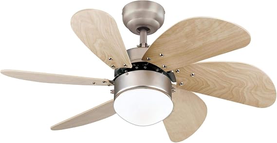 Westinghouse 7224000 Turbo Swirl Indoor Ceiling Fan with Light, 30 Inch, Brushed Nickel