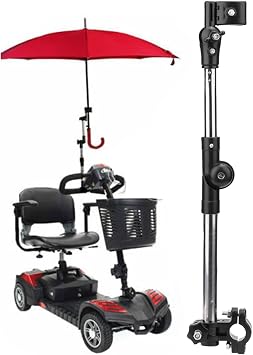 TARSHYRY Elderly Mobility Scooter Umbrella Mount Holder, Universal Adjustable Stretch Umbrella Stand for Handlebars with Diameter of 20-25mm and Mobility Scooter,Stroller,Wheelchair,Beach Chair