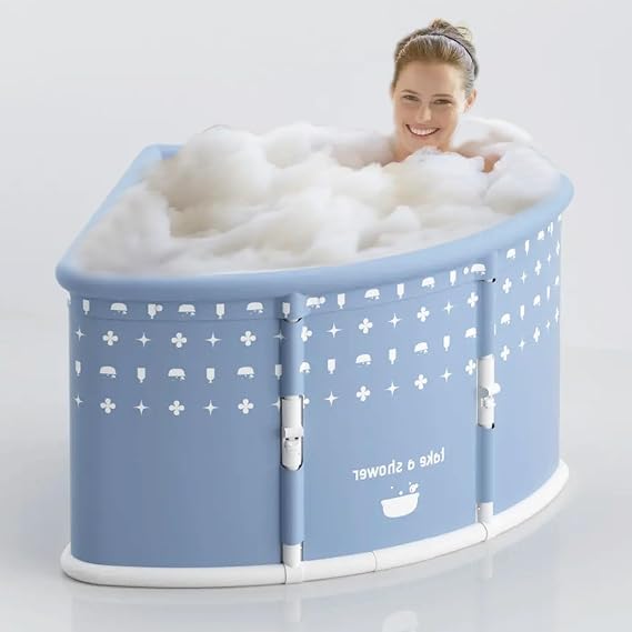 Portable Bathtub Adult for Shower One-Click Folding Foldable Hot Tub with Drain Pipe, Cushion, Ideal for for Home SPA, Ice Bath