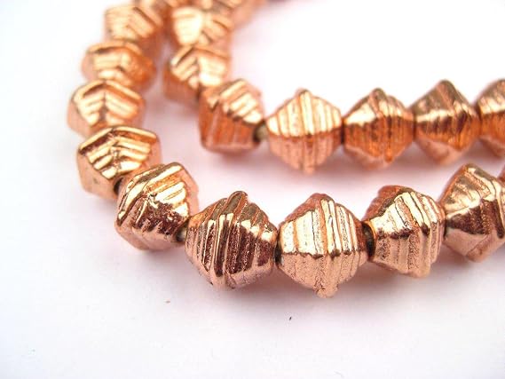 The Bead Chest Striped Copper Bicone Beads