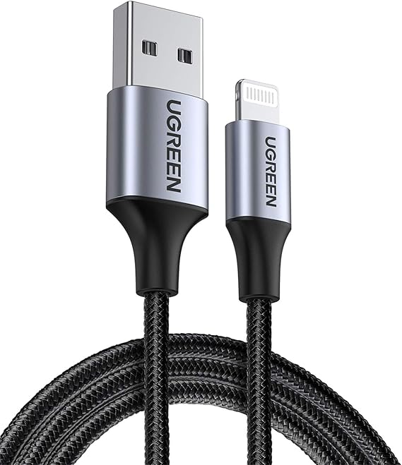 Ugreen Lightning iPhone Örgülü Data ve Şarj Kablosu Siyah 1 Metre