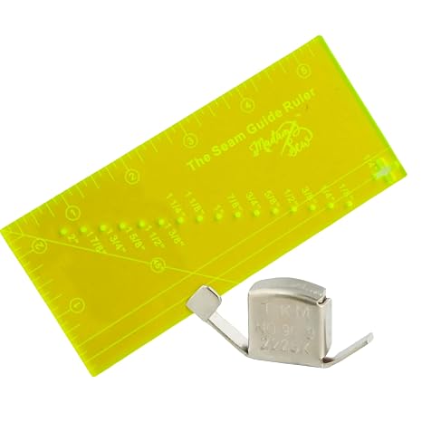Madam Sew Seam Allowance Ruler & Magnetic Seam Guide for Sewing Machine | Perforated Seam Guide Ruler & Gauge for Perfect 1/8- 2 Straight Line Hems | Includes 1/4 Pivot Point & 45 Degree Trim Line