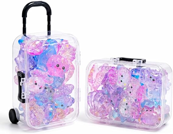 Cosiesnest 35 Pcs Mini Crystal Ocean Animals with 1 Pc Suitcase