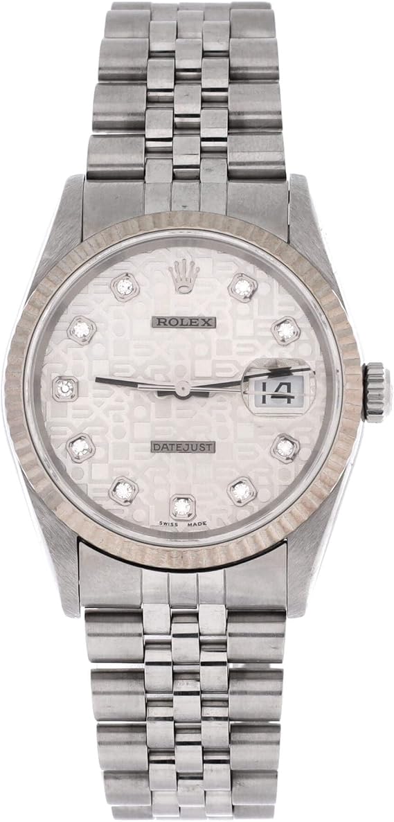 Pre-Loved Oyster Perpetual Datejust Automatic Watch Stainless Steel and White Gold with Diamond Markers 36