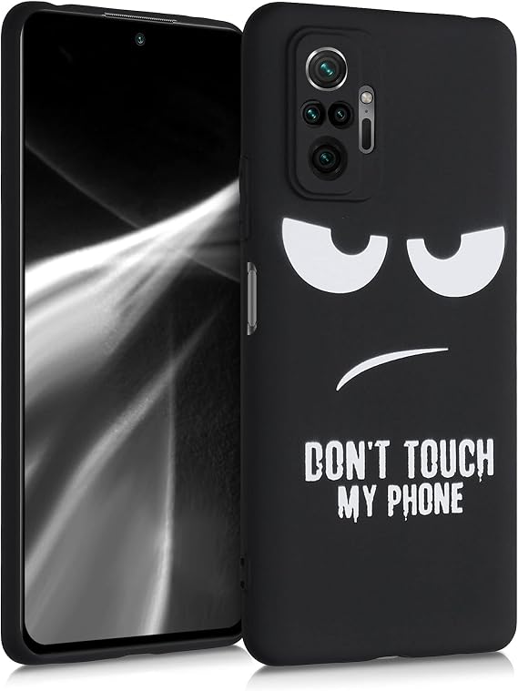 kwmobile TPU Silicone Case Compatible with Xiaomi Redmi Note 10 Pro - Case Soft Cover - Don't Touch My Phone White/Black