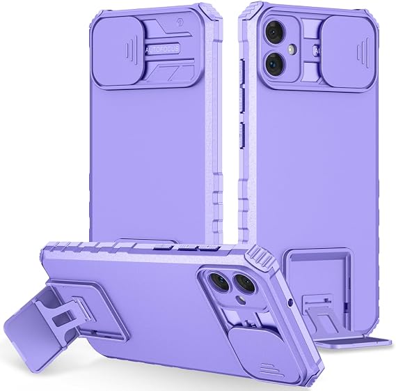 Case for Galaxy A05 Case, Samsung A05 SM-A055F Case with Slide Camera Lens Kickstand Military-Grade Bumpers Armor Shockproof Protective Cover for Samsung Galaxy A05 Purple