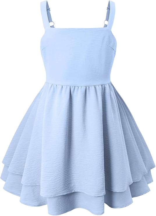 Girls Dress Summer Tiered Strap Smocked Tween Dresses 5-14 Years | Ruched, Ruffle Hem, Swing Flowy, Beach