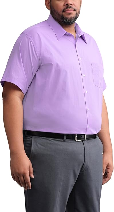 Van Heusen Men's Short Sleeve Dress Shirts Poplin Solid (Big and Tall)