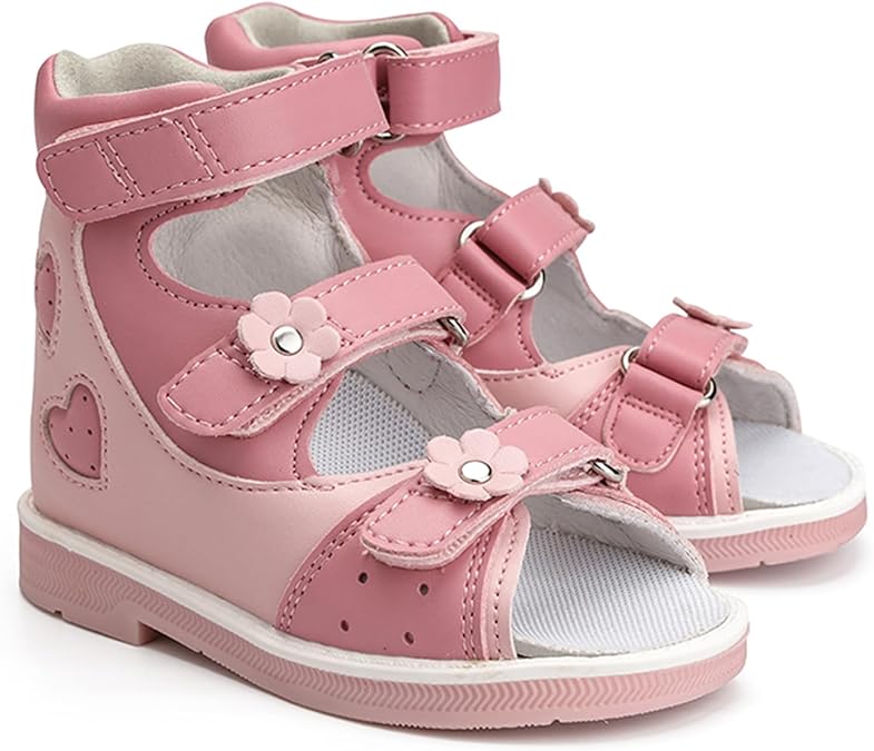 princepard Orthopedic Sandals for girls with Hollowed Out Heart Pattern,High-top AFO Shoes with Arch and Ankle Support