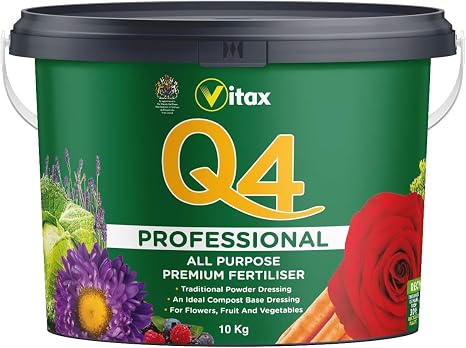 Vitax Q4 All Purpose Plant Food 10kg | Professional Pelleted Fertiliser with Organic Nutrients | Essential Trace Elements for Flowers, Fruit & Veg | High Yield Slow Release All-in-One Garden Feed