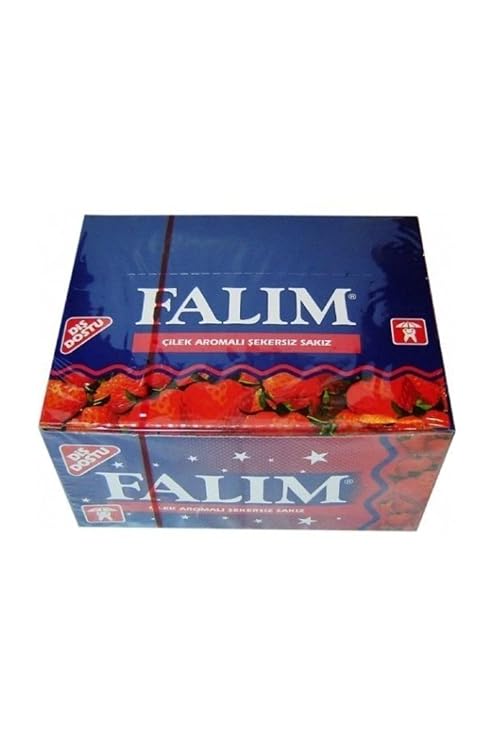 Falim Sugarless Plain Gum, Individually Wrapped, Strawberry Flavored, 100 Piece