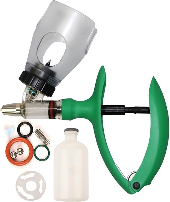Poultry Injection Gun, Livestock Syringe with Bottle, Animal Automatic Continuous Syringes Precision injector, Reusable(E-5ml)