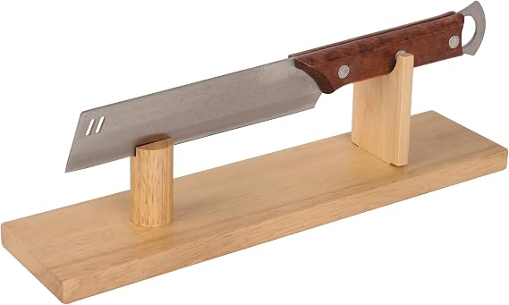 Knife Display, Natural Oak Wood Knife Display Stand, Desktop Knife Holder Case for Fixed Blade Knife Collection for Displaying Knives Decor (Oak Wood)