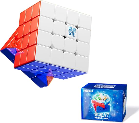 Moyu Aosu V7 4x4 Magnetic Speed Cube, 4 by 4 Flagship Edition Cube, 96 Magnets, Anti-Stick Design Adjustable Elasticity Stickerless Magnetic Cube (Standard)