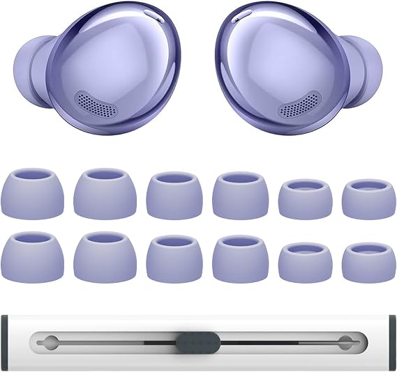 6 Pairs Replacement Eartips for Samsung Galaxy Buds Pro Earbuds with Cleaning Pen, Replacement Silicone Ear Tips Set with Three Sizes L/M/S, Anti-Slip Replacement Accessories (Purple)