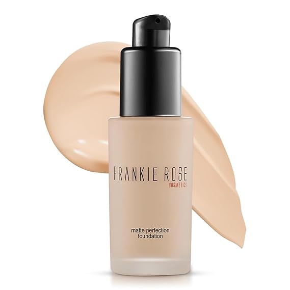 Frankie Rose Cosmetics Matte Perfection Foundation Makeup Long-Lasting, Hydrating Foundation for Semi-Matte Finish - Full Coverage for All Skin Types - (Fair) 1.0 US fl oz / 30 ml