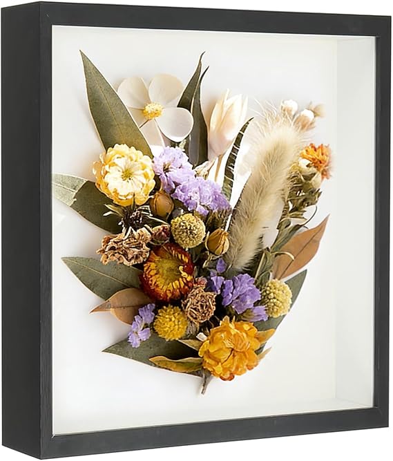 3D Shadow Box, 25 x 25 cm Picture Frame, Deep Box Photo Frame Deep Frames Display Boxs Wooden Deep Boxs Square Photo Frames for Medal Flower & Crafts Display(Black)