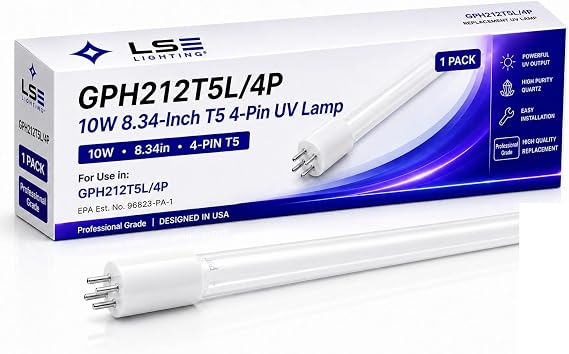 LSE Lighting GPH212T5L/4P 10W 8.34-Inch T5 4-Pin 254nm UV-C Lamp
