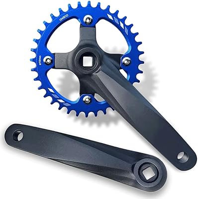 Square Taper Crankset 152mm 165mm 170mm Crank Arm Set with 32T 34T 36T 38T Narrow Wide Tooth Chainring Set Mountain Bike Aluminum Alloy Left and Right CrankBlue,36T_165MM