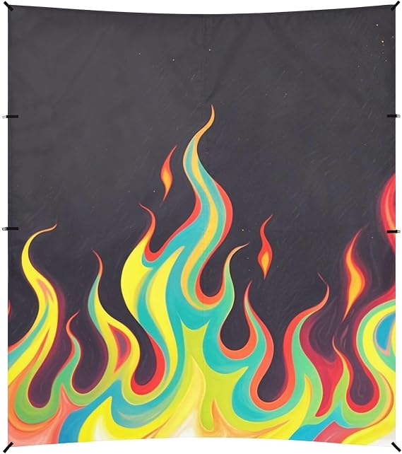 Black Fluorescent Cool Flame Color Beach Cabana UPF50+ Protection Water-Resistant Outdoor Sun Shade with Sandbags and Shovel for Family Travel