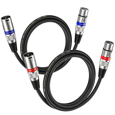 1M XLR Cables 2 Packs,XLR Male to Female 3 Pins Balanced Microphone Cable for Studio Recorder, Mic, Mixer, Speaker System, Phantom Power