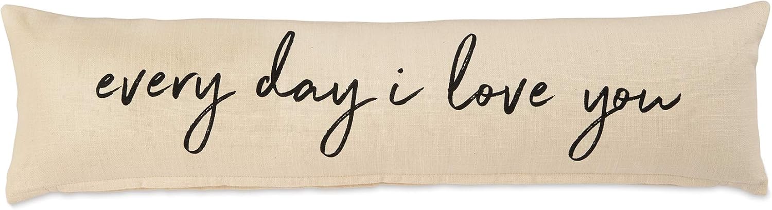 Mud Pie Every Day I Love You Wedding Cotton Accent Lumbar Pillow Decorative Pillow, White, Grey