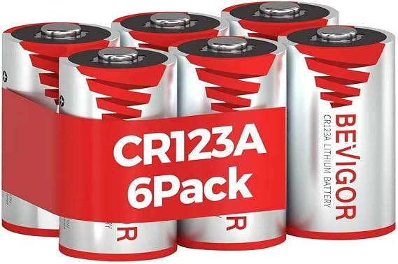 BEVIGOR CR123A 3V Lithium Battery, 6 Pack CR123A Batteries, High Capacity Lithium 123 Battery for Flashlight and Security Device [ Non-Rechargeable ]