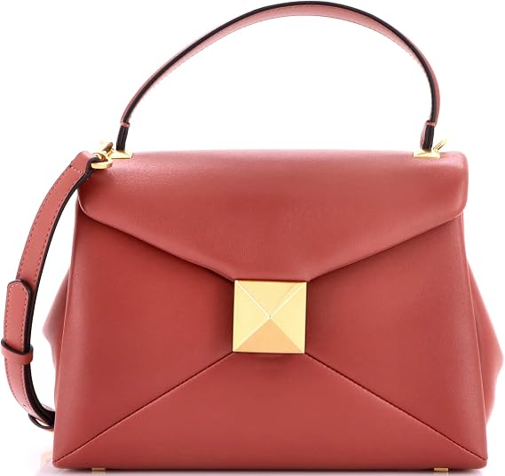 Pre-Loved One Stud Top Handle Flap Bag Leather Small, Brown