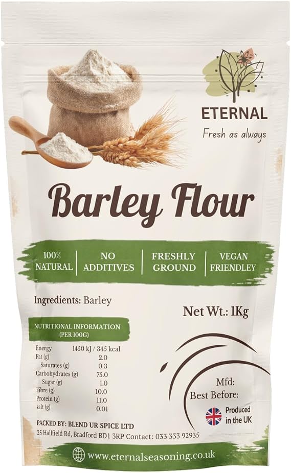 Premium Barley Flour 1Kg – 100% Natural Whole Grain Barley Powder – High Fibre, Vegan, – Ideal for Baking Bread, Rotis & Healthy Recipes