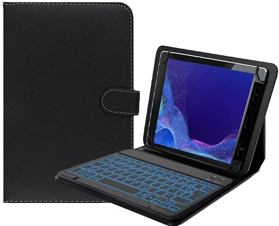 Keyboard Case for Samsung Galaxy Tab Active4 Pro SM-T630/T636B /Active Pro T540/T545/T547 10.1 Inch - (QWERTY Layout) 7 Colors Backlit Ultra Slim Flip Wireless Keyboard Stand, Black