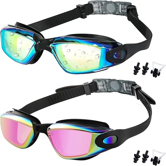 Medsuo Swim Goggles 2 Pack Swimming Goggles Anti Fog No Leaking For Adult Women Men Youth
