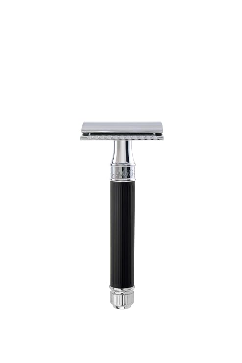 Edwin Jagger Double Edge Safety Razor With Long Handle (Blue) (Black)