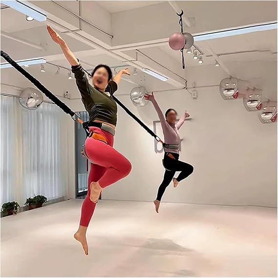 Bungee Fitness Set for Dance/Weight Loss, Black Bungee Resistant Band with Wider Waistband, Bungee Fitness Equipment Set No Splicing & Anti Breaking(L-Fit for 148.8-170.6 lbs)