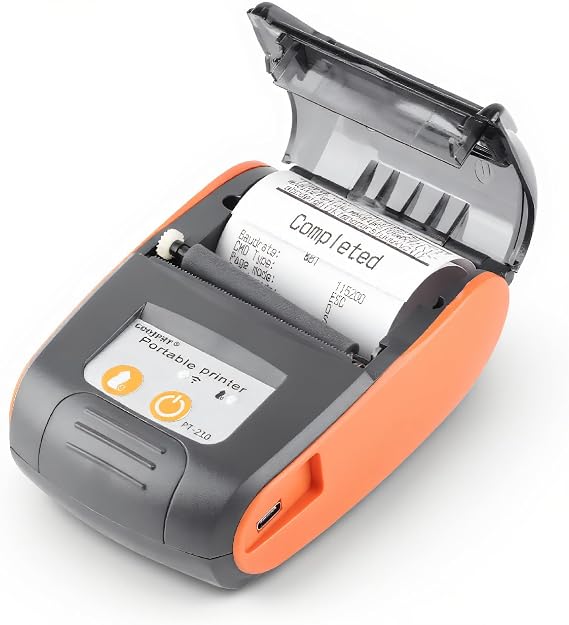 Dpofirs Bluetooth Receipt Printer, Portable 58mm Mini Thermal Pos Printer, Wireless Portable Receipt Printer Bluetooth Thermal Bill Printer Support Smartphone Control(Orange)