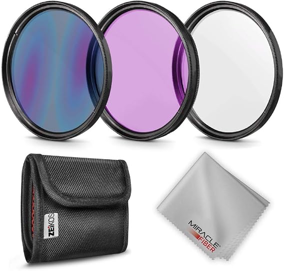 67MM Zeikos Photo Professional Photography Filter Kit (UV, CPL Polarizer, FLD) for Camera Lens with 67MM Filter Thread + Filter Pouch with Miracle Fiber Cloth (ZE-FLK67)